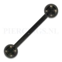 Piercings.nl Barbell zwart 1.6 mm x 16 mm x 5 mm