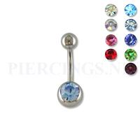 Piercings.nl Juwelen navelpiercing 10 mm met 1 steentje paars