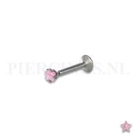 Piercings.nl Labret 1.2 mm ster roze