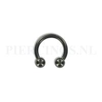 Piercings.nl Circulair barbell zwart 1.6 mm M