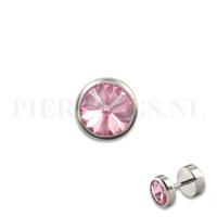 Piercings.nl Nep plug met roze kristal nep plugs