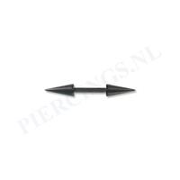 Piercings.nl Barbell zwart lange spikes 6 mm 8 mm