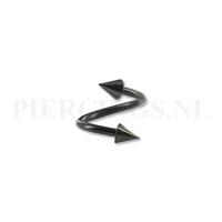 Piercings.nl Twister 1.2 mm zwart spikes 8 mm