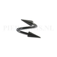 Piercings.nl Twister 1.2 mm zwart long cones 10 mm