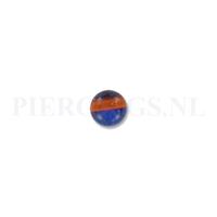 Piercings.nl Balletje 1.6 mm acryl blauw-oranje met glitters 6 mm