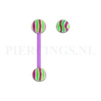 Piercings.nl Tongpiercing flexibel marmer paars groen