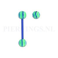Piercings.nl Tongpiercing flexibel marmer blauw groen