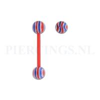 Piercings.nl Tongpiercing flexibel marmer rood blauw