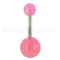 Piercings.nl Navelpiercing acryl glitter roze