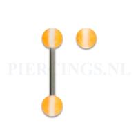 Piercings.nl Tongpiercing acryl oranje met witte streep