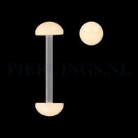 Piercings.nl Tongpiercing flexibel huidskleur halve balletjes