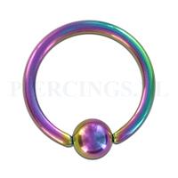 Piercings.nl BCR 1.6 mm x 13 mm diameter x 5 mm geanodiseerd rainbow