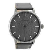 OOZOO Horloge Timepieces Collection staal/leder zilverkleurig-grijs C9440