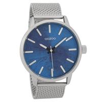 Oozoo C9656 Horloge Timepieces Collection staal zilverkleurig/blauw 45 mm