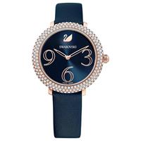 Swarovski Crystal Frost Watch, Leather Strap, Blue, Rose-gold tone PVD