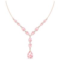 Swarovski Vintage Necklace, Pink, Rose-gold tone plated