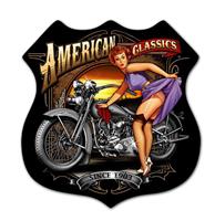Fiftiesstore American Classics Motorcycle Pin Up Zwaar Metalen Bord