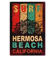 Fiftiesstore Surf Hermosa Beach Zwaar Metalen Bord 59,5 x 39,5 cm
