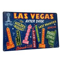 Fiftiesstore Las Vegas After Dark Metalen Bord 29.5 x 44.5 cm
