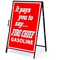 Fiftiesstore It Pays You To Say Fire Chief Gasoline Metalen Frame Met Bord