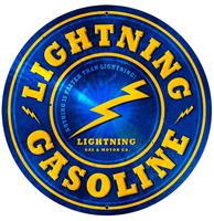 Fiftiesstore Lightning Gasoline Zwaar Metalen Bord 71 cm Groot