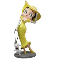 Fiftiesstore Betty Boop Wandelend Met Pudgy In Een Gele Glitter Jurk Beeldje