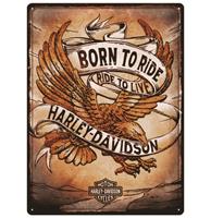 Fiftiesstore Harley-Davidson Born To Ride Ride To Live Metalen Bord - 30 x 40 cm