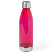Bellatio Design Kunststof waterfles/drinkfles transparant rood met RVS dop 700 ml -