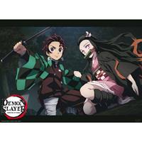 Merkloos Abystyle Demon Slayer Tanjiro And Nezuko Fight Position Poster 52x38cm