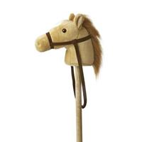Pluche stokpaardje beige pony met geluid 94 cm