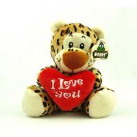 Pluche I love you luipaard knuffel bruin 14 cm speelgoed Bruin