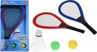 Free and Easy badmintonset met mega shuttle blauw/rood XL set 5 stuks