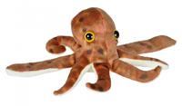 Wild Republic knuffel octopus junior 20 cm pluche bruin/wit