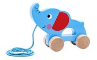 Tooky Toy olifant trekfiguur junior 15,8 x 12,8 cm hout blauw