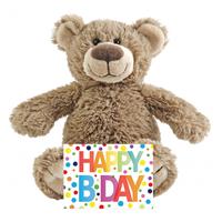 Happy Horse Kinder cadeau knuffelbeer met Happy birthday wenskaart - Knuffelberen