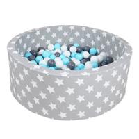 Knorrtoys knorr toys Ballenbak soft Grey white stars inclusief 300 ballen creme/grey/lightblue