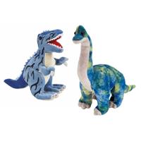Setje van 2x knuffel dinosaurussen t-rex en brachiosaurus -