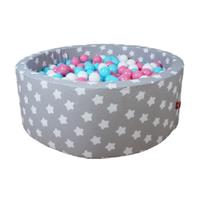 Knorrtoys knorr speelgoed ballenbad zacht - Grijs white stars - 300 ballen roos/crème/ light blauw