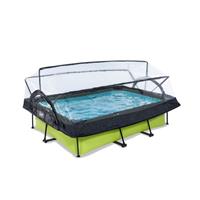EXIT Lime opzetzwembad met overkapping en filterpomp groen 220x150x65cm