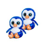 Keel Toys 2x stuks  pluche pinguin knuffel blauw/wit15 cm -