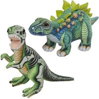 Nature Plush Planet Speelgoed set van 2x pluche dino knuffels T-Rex en Stegosaurus van 30 cm -