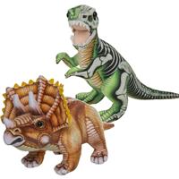 Nature Plush Planet Speelgoed set van 2x pluche dino knuffels T-Rex en Triceratops van 30 cm -
