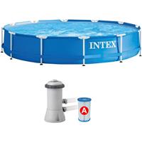 Intex 28212 Swimming Pool Frame 366x76 Stahlrohrbecken Schwimmbecken mit Pumpe