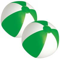 Trendoz 2x stuks opblaasbare zwembad strandballen plastic groen/wit 28 cm -