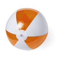 Trendoz Opblaasbare strandbal plastic oranje/wit 28 cm -