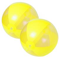 Trendoz 2x stuks opblaasbare strandballen plastic geel 28 cm -