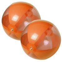 Trendoz 2x stuks opblaasbare strandballen plastic oranje 28 cm -
