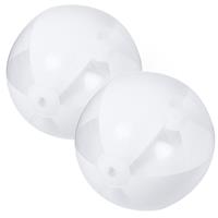 Trendoz 2x stuks opblaasbare strandballen plastic wit 28 cm -