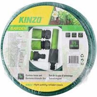 Kinzo tuinslang met sproeikop set 15 meter groen/zwart