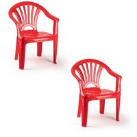 Merkloos 2x Kinderstoelen rood kunststof 35 x 28 x 50 cm -